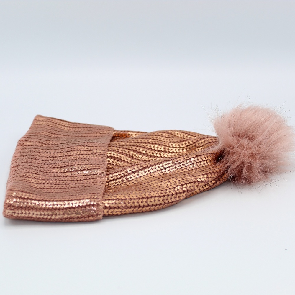 I.N.C. Liquid Shine Beanie in Blush (One Size)